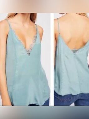 Mustard seed Pastel sage green camisole lace inlay coquette Fairy Office siren